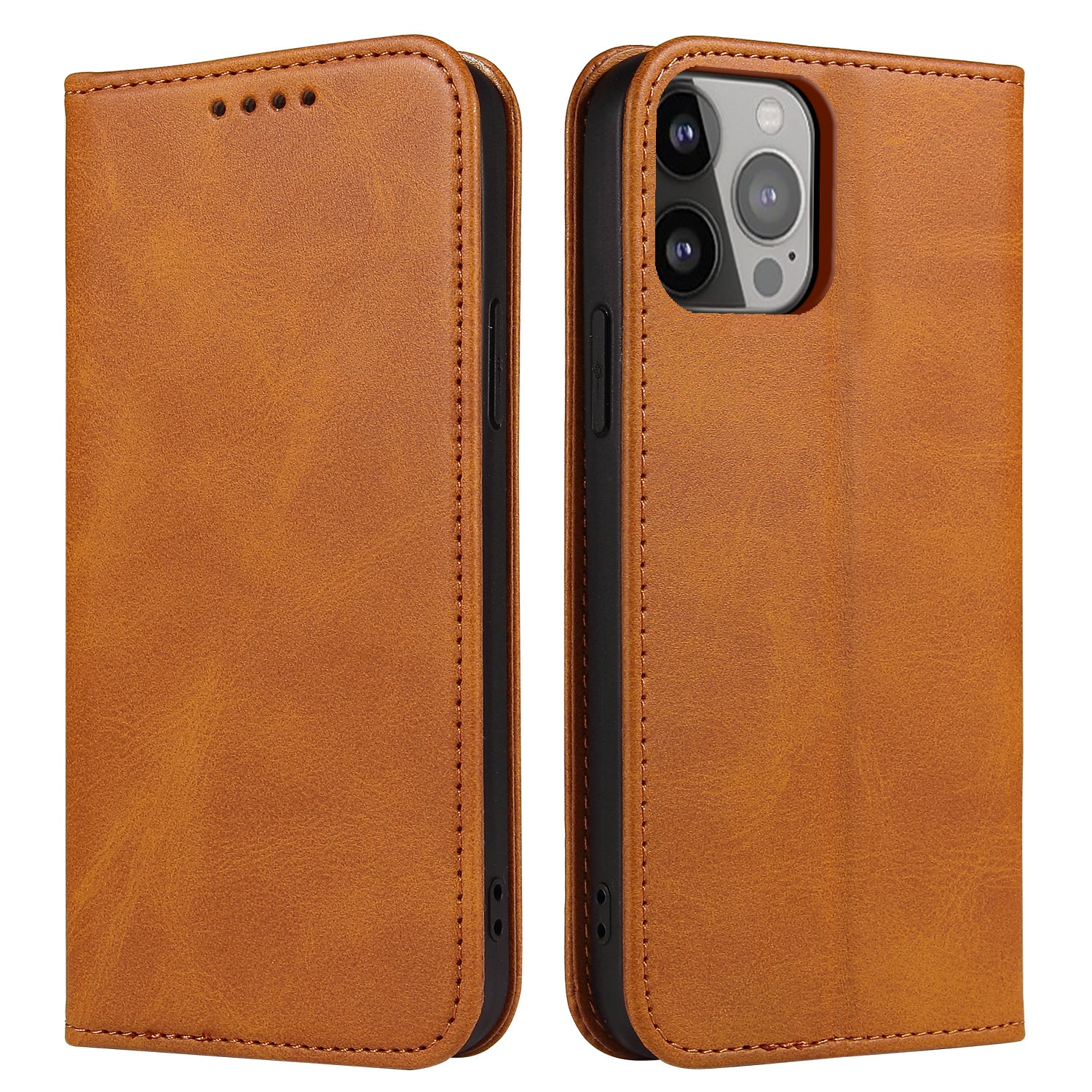 For iPhone 13 Pro 6.1 inch Cell Phone Case Wallet Magnetic Leather Stand Calf Texture Phone Cover - Rose Gold For iPhone 13 Pro 6.1 inch Cell Phone Case Wallet Magnetic Leather Stand Calf Texture Phone Cover - Rose Gold
